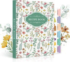 Lanpn Blank Recipe Book Cookbook for 70 Recipes, A5 Waterproof Empty Recipe Notebook to Organize Your Family Recipes, Leather Cooking Journal with Stickers to Write in Your Own Recipes, Green