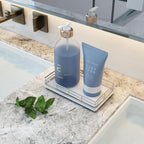 Bathroom Tray for Counter, Oak Wooden 7.5" L Vanity Tray for Jewelry Soap Cologne Organizer for Men Decorative Decor Silver