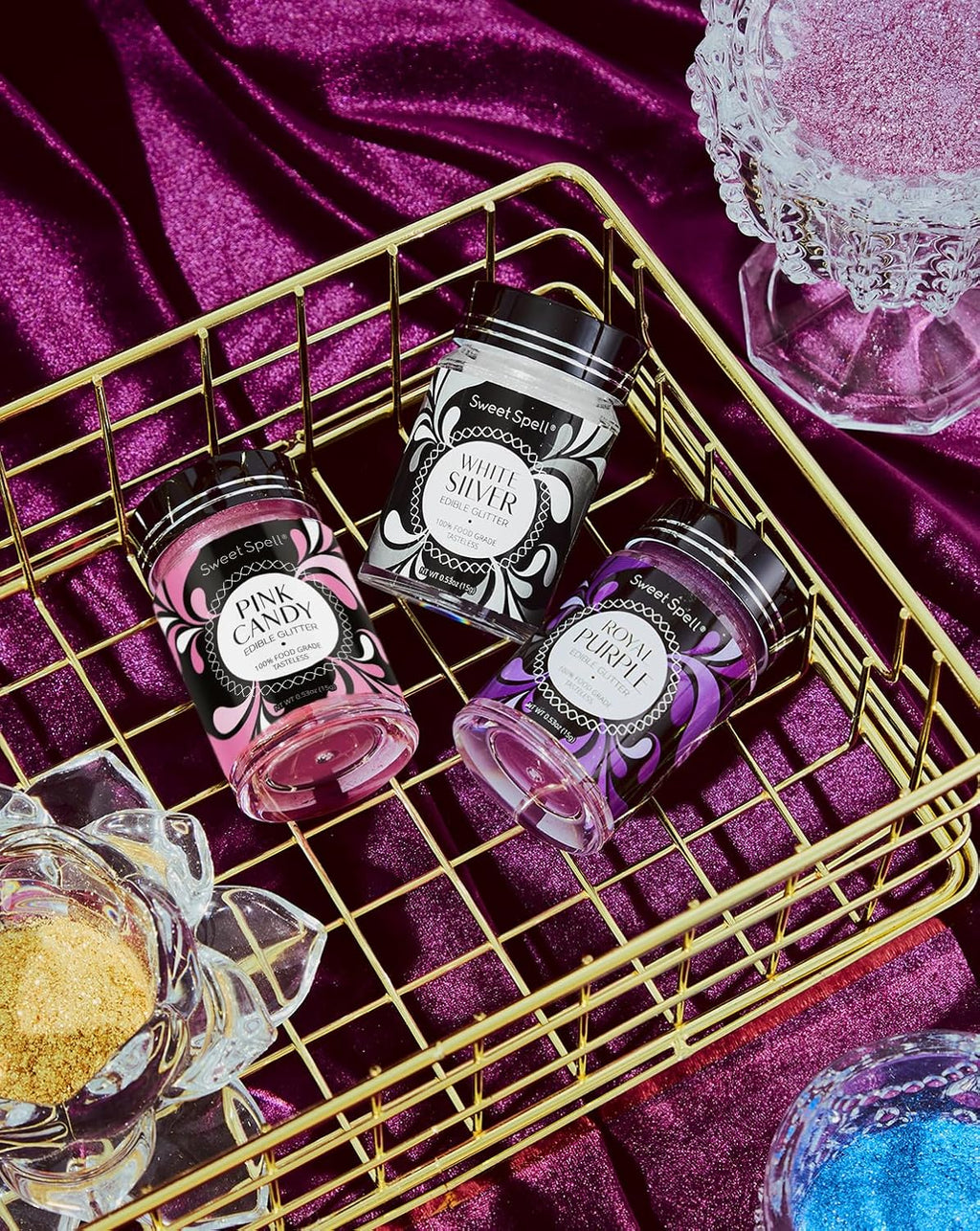 Sweet Spell Edible Glitter (15g) - Shimmer Sparkles for Drinks, Cakes, Cocktails - 100% Edible & Food Grade Glitter, Vegan, Gluten-Free (Pink Candy)