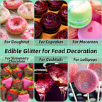 Edible Glitter Set, 3 Colors Luster Dust Edible Glitter, Food Grade Metallic Food Decorating Sprinkle Dust for Drinks Wine, Powder Glitter for Fondant, Chocolate, Candy, Cookie, 5g/0.18oz, Vegan