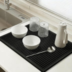 dish drying mat - 18" x 12" Black silicone drying mat , kitchen counter dish drying mats,rubber dish drying mat, Applies to bar mat、coffee mat