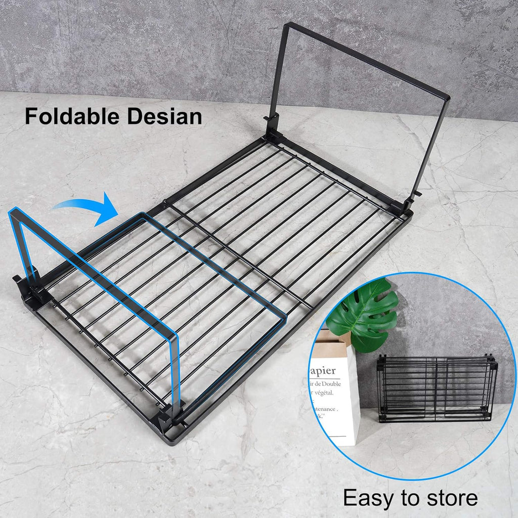 Tomorotec [2 Pack] Stackable Kitchen Storage Shelf Rack, Foldable Spice Rack Cabinet Organization Storage Shelves, Kitchen Shelves, Kitchen Counter & Cabinet Shelf Organizer,