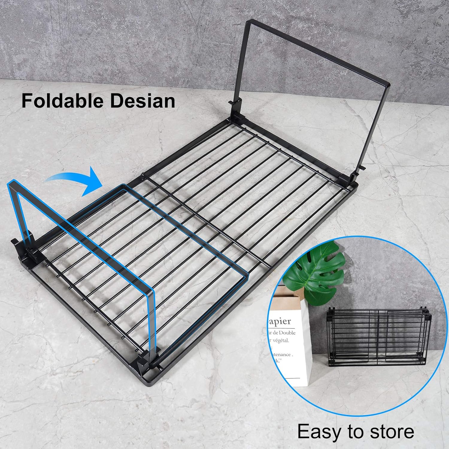 Tomorotec [2 Pack] Stackable Kitchen Storage Shelf Rack, Foldable Spice Rack Cabinet Organization Storage Shelves, Kitchen Shelves, Kitchen Counter & Cabinet Shelf Organizer,