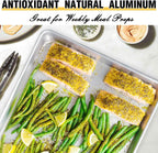 Commercial Quality Baking Sheet Pan Set, Natural Aluminum Cookie Sheet, Umite Chef Warp Resistant Baker's Half Sheet Pan, Large Thick Cookie Tray Pans for Baking, Roasting(2 Pack, 18X13In)