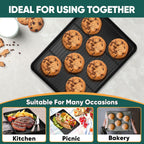 P&P CHEF Baking Oven Sheet Pan with Rack for Cookie, Nonstick Oven Tray and Cooling Rack for Baking & Roasting, Easy Clean, Black, 12.4 x 9.7 Inch