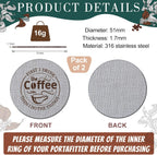 Yaomiao 2 Pieces 51mm Espresso Puck Screen, 1.7mm Thickness 150 Micrometre Reusable Barista Espresso Screen Stainless Steel Coffee Filter Mesh Plate for Bottomless Portafilter Filter Basket