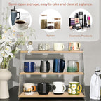 Coffee Mug Holder Wooden Cup Rack,3-Tier Acrylic Home Coffee Mug Display Rack for Kitchen Countertops, Coffee Bars, for Placing Mugs, Coffee Beans, Syrup, Cups, Stirrers ﻿