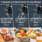 6-Speed Electric Stand Mixer with 5.3 Quart Stainless Steel Bowl, Kitchen Mixer Tilt-Head Design – Includes Dough Hook, Whisk & Beater-Great for Baking Bread, Cakes, Cookies