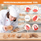 Extractable & Magnetic Bread Lame Dough Scoring Tool - Professional Sourdough Scoring Tool - Sourdough Bread Baking & Bread Scoring Tool - Scoring Patterns booklet & 5 Razor Blades (Red)
