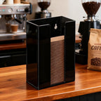 Coffee Cup Sleeve Organizer Rack-Acrylic Collar Holder Storage for Disposable Kraft Paper Cup Sleeves,Coffee Shop/Home/Kitchen Organization,Countertop or Wall Mount(Black)