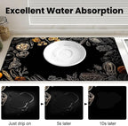 17"x 32" Coffee Bar Mat, Kitchen Ingredients Absorbent Dish Drying Mat Cuttable Hide Stain Draining Table Pad for Kitchen Counter, Coffee Bar Accessories