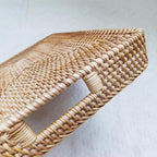 i-lan 17Inch Large Rectangle Rattan Serving Tray with Handles-Natural Wicker Breakfast Coffee Drinks Serving Platter,Kitchen Tabletop Decorative Serving Tray for Fruit,Vegetables and Snacks