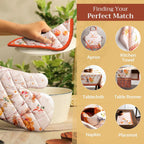 Maison d' Hermine Oven Gloves 100% Cotton Oven Mitt 7" x 13" with Loop Heat Resistant, BBQ, Cooking Gloves, Baking, Grilling, Kitchen, Handling Hot Pans (Pack of 1, Kelim - Prairie)