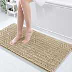 Arotive Luxury Chenille Bathroom Rug Mat, Extra Soft Thick Absorbent Shaggy Bath Rugs, Non-Slip Machine Wash Dry, Plush Bath Mats for Bathroom, Shower and Tub, 47x17, Beige