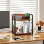 Giikin Counter Shelf Organizer, 2 Tier Kitchen Spice Rack for Countertop, Wood Coffee Counter Organizer for Home (Rustic Brown, L)