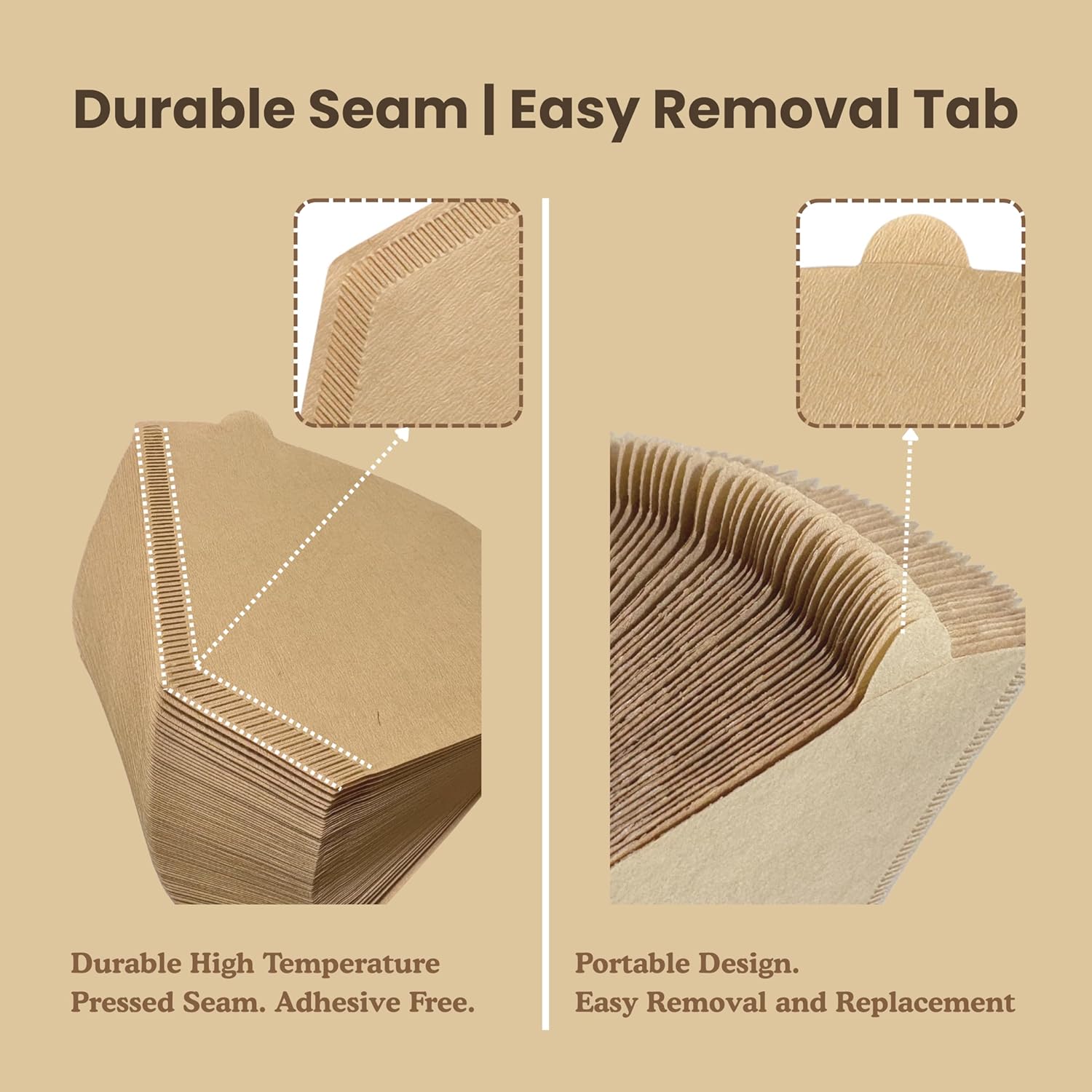 #4 Coffee Filters, 100 Count, Fits Ninja and Cuisinart 8-12 Cup Coffee Makers, Natural Unbleached Paper, No Blowout Design, Compatible with Pour Over Cones