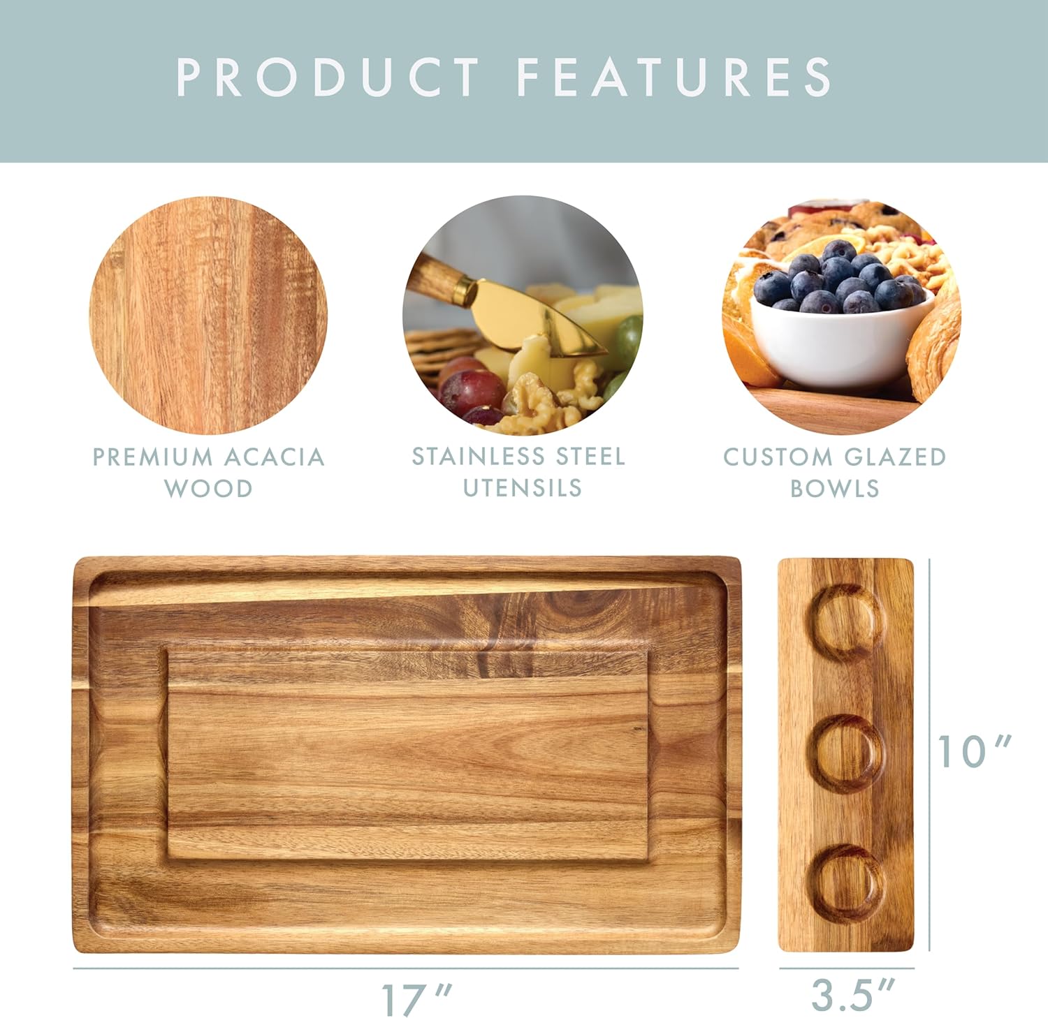 Charcuterie Boards Set - Acacia Cheese Board for Serving with Accessories - House Warming Gifts for New Home, Bridal Shower & Wedding Gift, Birthday Gifts for Women