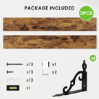 RICHFOCUS Floating Shelves for Wall Decor, 55.1W x 8D Wall Shelves Set of 2, 8 Inch Deep Rustic Wood Shelves Wall Mounted with Brackets, Long Shelves for Living Room Bedroom Kitchen, Rustic Brown