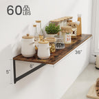 Heimlove Deep Floating Shelves for Wall, 36W x 8D Wood Wall Shelves Set of 2, Wide Floating Bookshelf for Living Room, Kitchen, Office, Bedroom and Decor Storage, with Metal Bracket - Rustic Brown