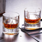 KAMMAK Crystal Whiskey Glasses Set of 2, Luxury 7.44oz Old Fashioned Glasses Stemless, Hand Blown Cocktail Glasses, Handcrafted Cut White Scotch Cup for Women, Men Gift for Bourbon,Home Bar