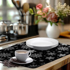 Winter Snowflake Black Dish Drying Mat Christma Snowflakes Large Kitchen Mats Dish Drying Pad Absorbent Dish Dryer Mat for Kitchen Countertops Microfiber Drainer Pad Dish Drying Mats (18x24 in)