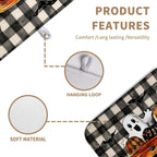 Halloween Buffalo Plaid Dish Drying Mat Fall Pumpkin Rustic Large Kitchen Mats Dish Drying Pad Absorbent Dish Dryer Mat for Kitchen Countertops Microfiber Drainer Pad Dish Drying Mats (18x24 in)