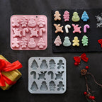 Christmas Silicone Chocolate Molds, 2Pcs Baking Molds Santa Claus Snowman Gingerbread Man Tree Walking Stick Elk 6 Shapes for Jelly Candy Ice Cube Fudge Resin