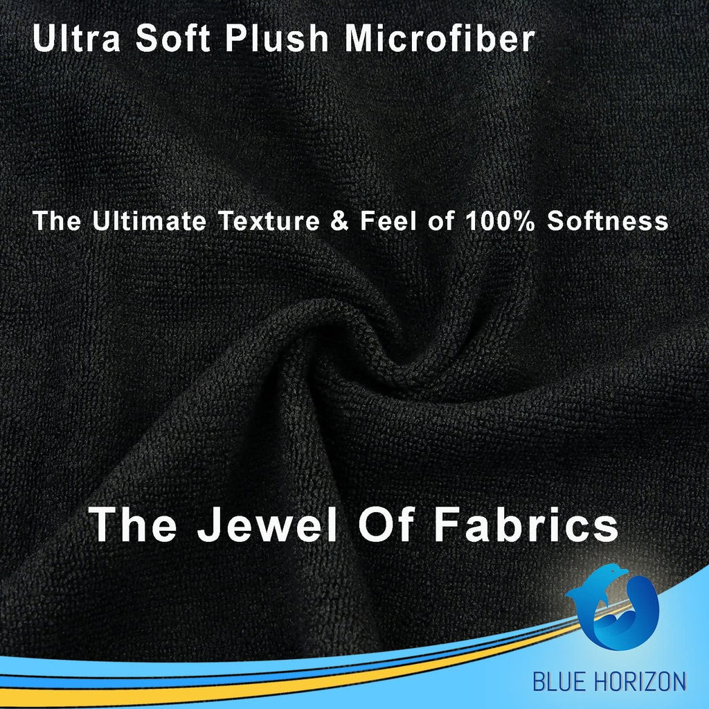 Blue Horizon Microfiber Cleaning Towels, 36-Pack Reusable Shop Towels, Ultra Soft Plush Wash-Cloths, Microfiber Detailing Cleaning Cloths for Car, Household and Commercial (Black, 16" x 16")