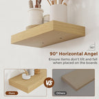 Heimlove 16 Inch Floating Shelves for Wall Oak Shelves Set of 2,Wall Mounted Rustic Wood 8 Inch Deep Floating Shelf with Invisible Brackets for Bedroom Kitchen Living Room