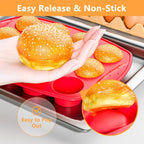 2 Inch Round Muffin Pan,2 Pcs 12 Cups Egg Bites Silicone Mold,Cupcake Pan Molds For Baking English Muffins and Egg Bites,Cookies,Whoopie Pies,Mini Cakes,Biscuits,Buns