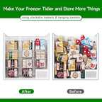 3Pack Adjustable Freezer Organizer Bins - Stackable & Hanging for 7 Cu.Ft Chest Freezer