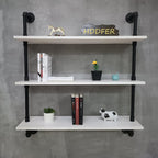 Industrial Pipe Shelving Rustic White Pipe Wall Shelves Bathroom Shelves with Wood Planks Industrial Floating Shelves 30 Inch Farmhouse Bookshelf Pipe Shelves Wall Mounted