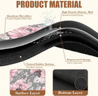 Pink Flowers and Leaves Coffee Mat Absorbent Dish Drying Mat for Kitchen Counter Hide Stain Rubber Backed Coffee Bar Accessories Fit Under Espresso Machine Dish Drainer, 15.7 x 23.6 Inch