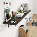 RICHFOCUS Floating Shelves for Wall Decor, 39.4W x 8D Wall Shelves Set of 2, 8 Inch Deep Rustic Wood Shelves Wall Mounted with Brackets, Long Floating Shelves for Living Room Bedroom Kitchen, Black