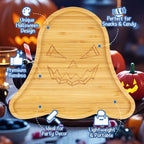 TJ POP Halloween Ghost Serving Tray - Spooky Ghost Shaped Bamboo Serving Platter, Festive Wooden Charcuterie Board, Snack Cheese Dish Plate for Candy, Treats, Drinks & Holiday Party Decor (10" x 9")