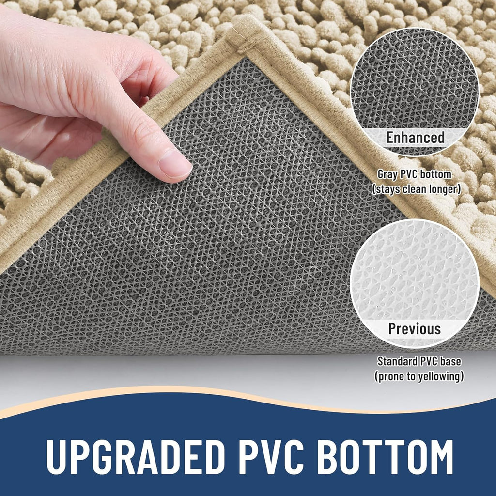 Arotive Luxury Chenille Bathroom Rug Mat, Extra Soft Thick Absorbent Shaggy Bath Rugs, Non-Slip Machine Wash Dry, Plush Bath Mats for Bathroom, Shower and Tub, 47x24, Beige