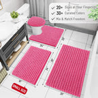 Arotive Luxury Chenille Bathroom Rug Mat, Extra Soft Thick Absorbent Shaggy Bath Rugs, Non-Slip Machine Wash Dry, Plush Bath Mats for Bathroom, Shower and Tub, 30x20, Deep Pink