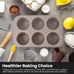 High Carbon Steel Popover Pan - 6-Cavity Non-Stick Tray Mold for Premium Stainless Steel Homemade Cupcakes, Muffins, Breads - Professional Grade for Bakery & Kitchen Oven(Golden)