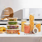 Urban Green Glass Food Storage Jar with Glass Lid, Food Canister Set with Airtight Lids, Pantry Jars for Kitchen Organization, Food Storage Containers in Set of 5