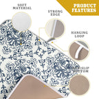 Bohemian Grey Retro Dish Drying Mat for Kitchen Counter,Boho Abstract Flower Art Drying Mat 16 x 18 Inch Microfiber Dish Drying Pad Dish Rack Pad Drainer Mat for Coffee Bar