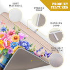 Spring Flowers Dish Drying Mat for Kitchen Counter 18x24in Vintage Plants Colorful Floral Kitchen Drying Mat Soft Absorbent Microfiber Farmhouse Flowers Dish Drainer Rack Mats for Kitchen Countertops