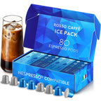 ROSSO CAFFÈ Espresso Coffee Pods for Nespresso Original Machines - 80 Capsules Ice Pack, 2 Rich and Smooth Flavors, Perfect for Iced Summer Coffee - Made in Italy