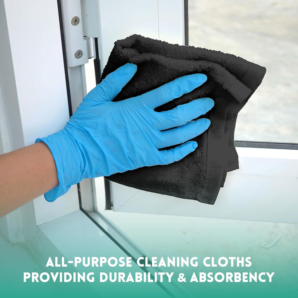 ZUPERIA 100% Cotton Terry Towels Cleaning Cloths, Pack of 50 (12" x 12") Multipurpose, Highly Absorbent, Reusable Cotton Rags, Bar Towels & Cleaning Rags for Everyday Usage (Grey)