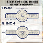 Silicone Bread Sling for Dutch Oven, 2 Pack (8" Round) – Non-Stick & 500°F Heat Resistant Sourdough Mat, Easy to Clean, Reusable Food-Grade Sourdough Slings – Fits 5 qt and up Dutch Ovens