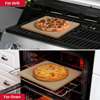 Unicook Pizza Stone for Oven and BBQ Grill, 12 x 11 Inch Rectangular Oven Grill Pizza Stone, Cordierite Baking Pan for Crispy Crusts, Thermal Shock Resistant, Including Dough Scraper