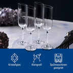Villeroy & Boch New Moon Set, 4 Pieces, Elegant, Modern Sloping Champagne, Crystal Glass, Transparent, Dishwasher Safe