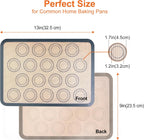 HOOMIL Macaron Silicone Baking Mats 2-Pack, 13" x 9" Quarter Sheet Size Macaron Silicone Mat, Non-Stick, Reusable, Food Safe Baking Mat - Brown+Gray