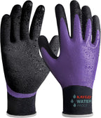 KAYGO Waterproof Work Gloves for Men and Women, Rubber Coated Non-slip Working Gloves for Garden, Outdoor Construction,KG150,Purple,XL