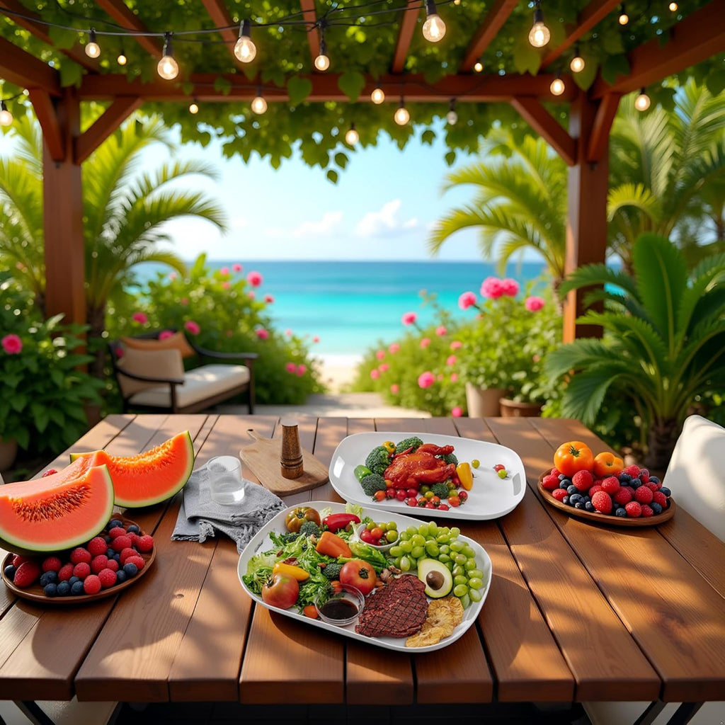 Extra Large Serving Platter, Set of 2, 18.75 x 14.375 x 2 Inch Large Melamine Serving Tray with Handle,Rectangular Serving Trays for Party, Big Turkey Platter, Dishwasher Safe, Matte White