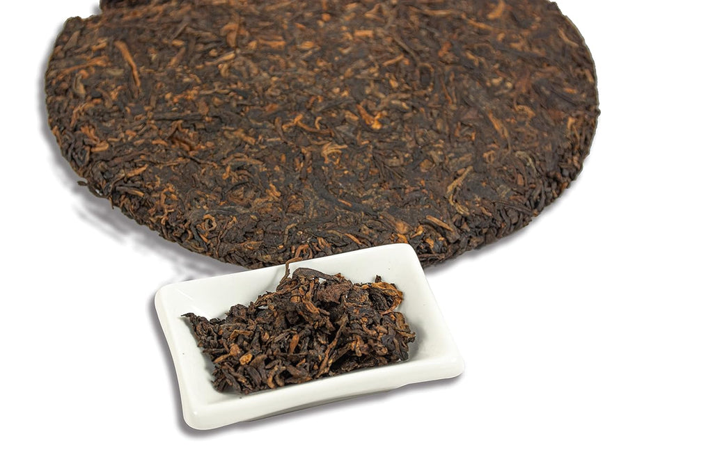 TIAN HU SHAN Premium 8 Years Aged Puerh Black Tea Cake 12.35 Ounce (350g)